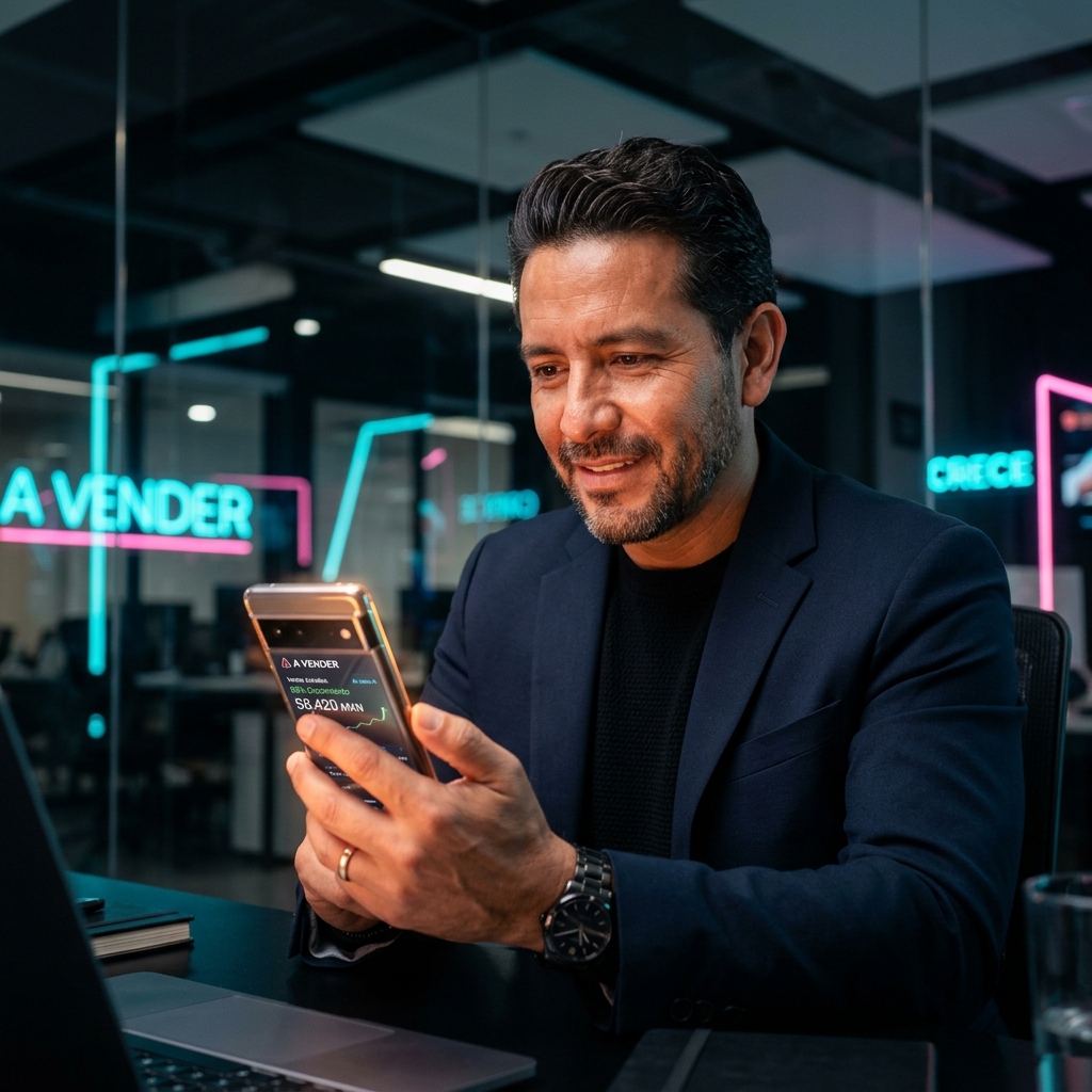 Persona usando tecnología para automatizar ventas